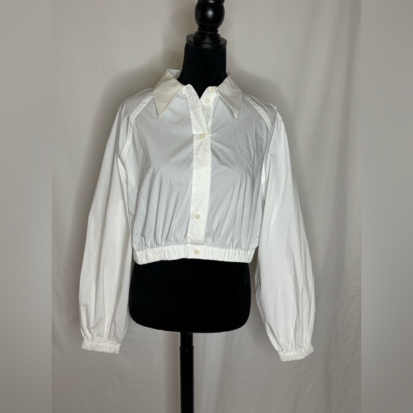COS Tops - COS White Cropped Button-Down Shirt